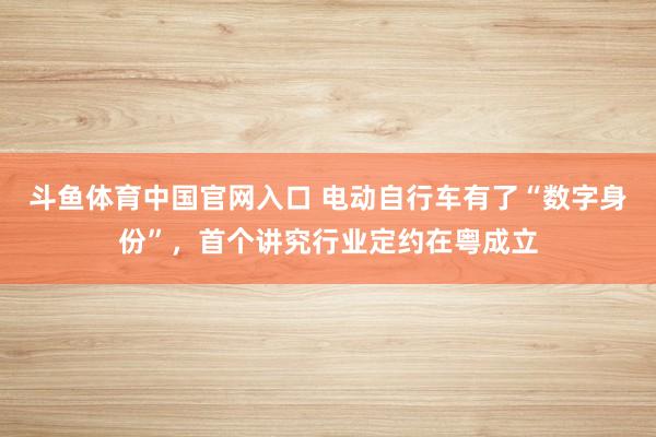 斗鱼体育中国官网入口 电动自行车有了“数字身份”，首个讲究行业定约在粤成立